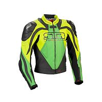 картинка Куртка STR кожа CHALLENGER (чёрный,зеленый,желтый, XL) XL от магазина moto-bazar61.ru