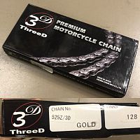 картинка Цепь ThreeD 525Z-128 Gold 21370 от магазина moto-bazar61.ru