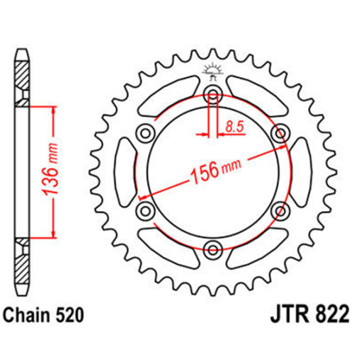 Звезда ведомая JT JTR822.50 - фото в магазине moto-bazar61.ru Звезда ведомая JT JTR822.50 - купить в Ростове-на-Дону