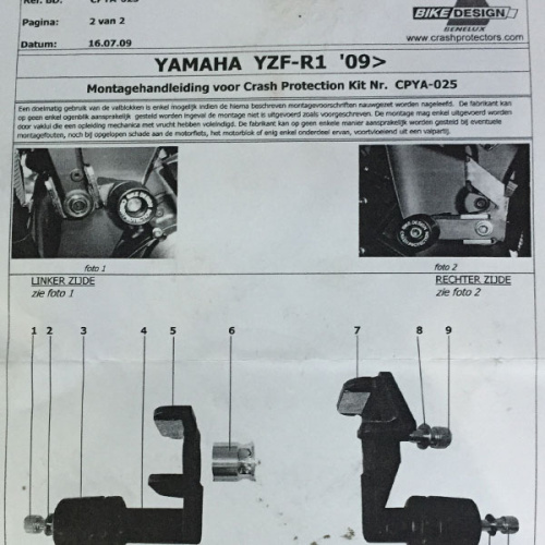 картинка Слайдеры CRASH-PROTECTION R1 09 CPYA-025 от магазина moto-bazar61.ru фото 2