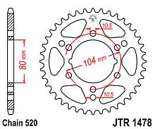 картинка Звезда ведомая JT JTR1478.40 от магазина moto-bazar61.ru