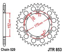 картинка Звезда ведомая JT JTR853.43 от магазина moto-bazar61.ru