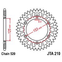 картинка Звезда ведомая JT JTA210.48BLK алюминий от магазина moto-bazar61.ru