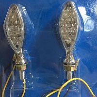 картинка Поворотники на ножке EMGO CHROME AMBER LED E-MARK 61-66270 от магазина moto-bazar61.ru