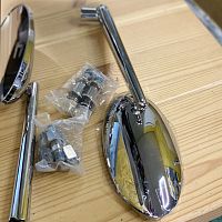 картинка Зеркало BIKEMASTER Old School shaft CNC silver 600314 от магазина moto-bazar61.ru