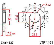 картинка Звезда ведущая JT JTF1401.14 от магазина moto-bazar61.ru