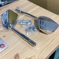 картинка Зеркало BIKEMASTER Lined kite CNC silver 600421 от магазина moto-bazar61.ru