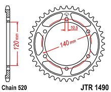 картинка Звезда ведомая JT JTR1490.42 от магазина moto-bazar61.ru