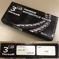 картинка Цепь ThreeD 520Z-124 Gold 21369 от магазина moto-bazar61.ru