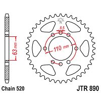 картинка Звезда ведомая JT JTR890.42ZBK от магазина moto-bazar61.ru