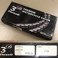 картинка Цепь ThreeD 525Z-118 Gold 10792 от магазина moto-bazar61.ru