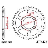 картинка Звезда ведомая JT JTR478.45 от магазина moto-bazar61.ru