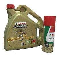 картинка Масло моторное CASTROL 4T POWER1 10W40 4L п/с промо+очиститель цепи 15AB41 от магазина moto-bazar61.ru