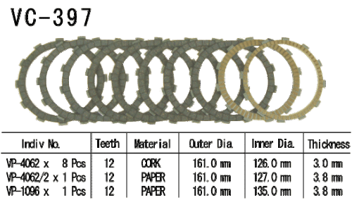 картинка Диск сцепления VESRAH VC-397 от магазина moto-bazar61.ru