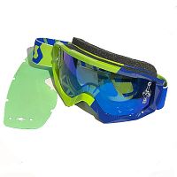 Очки кроссовые SCOTT Hustle MX green/blue blue chrome SC-246430-2278278 фото сбоку | Moto-Bazar