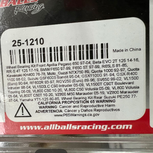 Подшипник переднего колеса ALL BALLS RACING 25-1210 - фото в магазине moto-bazar61.ru фото 2 Подшипник переднего колеса ALL BALLS RACING 25-1210 - купить в Ростове-на-Дону фото 2